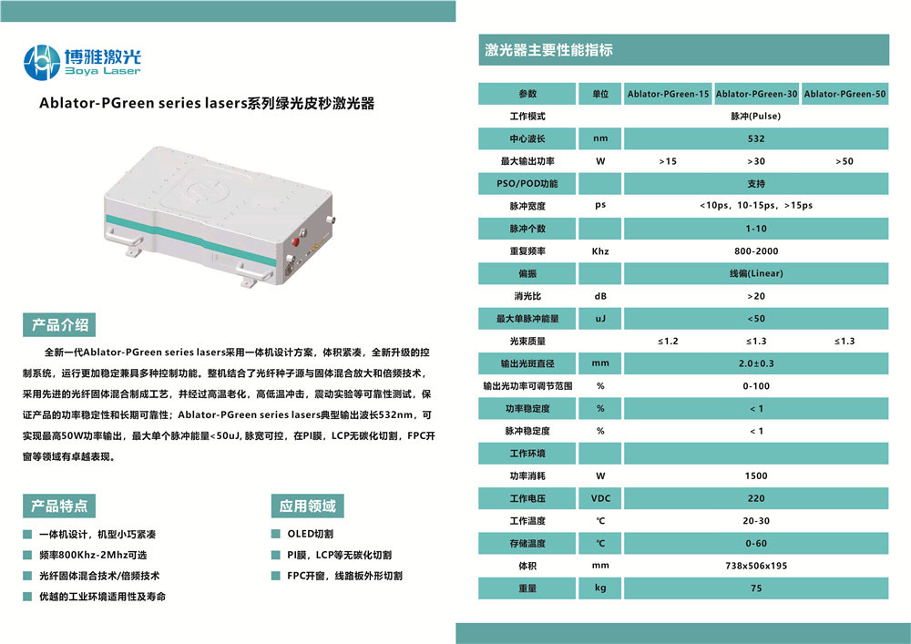 绿光皮秒<a href=http://www.boyalaser.com/product/laser/ target=_blank class=infotextkey>激光器</a>